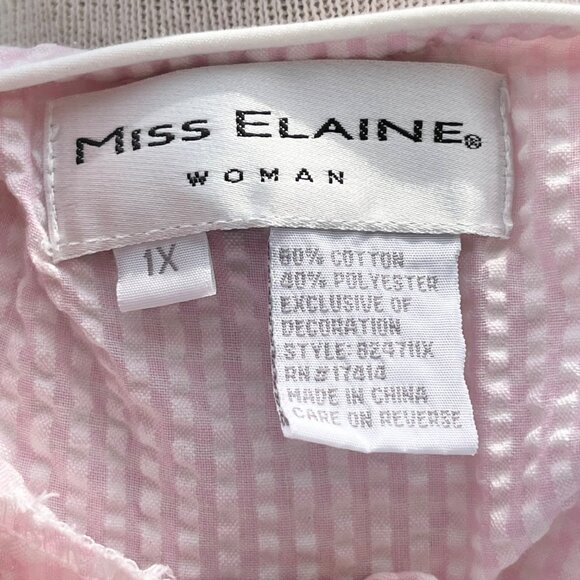 Miss Elaine Womens‎ Zip Front Pink Housecoat Robe Dressing Gown Plus Size 1X - Picture 5 of 5